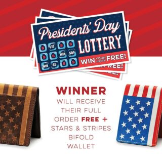 The Presidents’ Day Lottery is LIVE. All orders placed through Tuesday 2/20 are automatically entered. Win your order FREE + a Stars & Stripes Ballglove Wallet! #Nokona